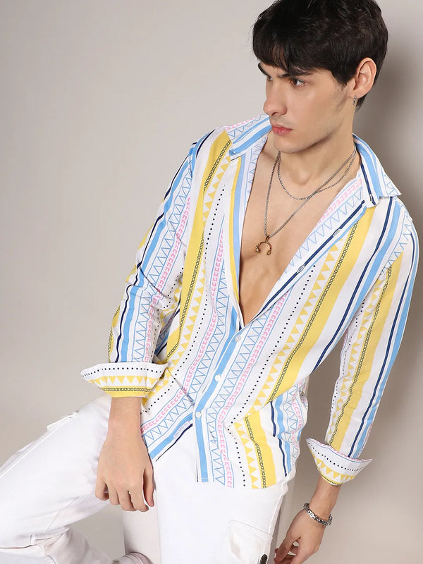 Geometric Striped Shirt - Men-Multicolour-Geometric-Striped-Shirt_1