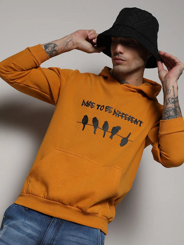 Dare To Be Different Hoodie With Kangaroo Pocket - Mustard-Yellow-Dare-To-Be-Different-Hoodie-With-Kangaroo-Pocket-1