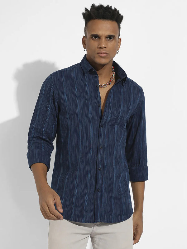 Ombre Striped Shirt - Navy-Blue-Ombre-Striped-Shirt-2