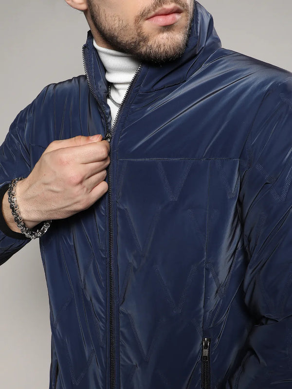 Navy Blue Parachute Puffer Jacket