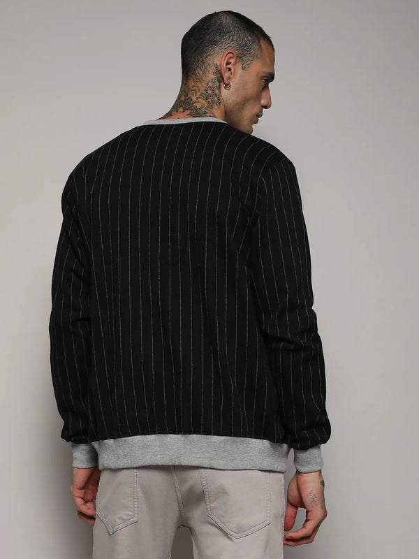 Pinstriped Jacket With Contrast Hem - Navy-Blue-Pinstriped-Jacket-With-Contrast-Hem-4