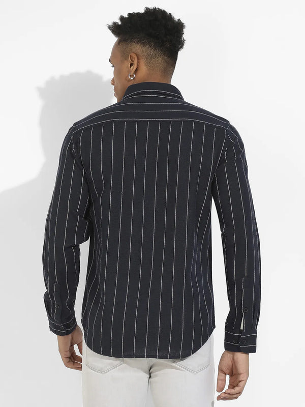 Pinstriped Shirt - Navy-Blue-Shadow-Striped-Shirt-4