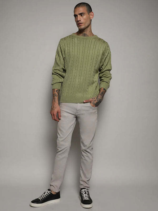 Cable Knit Sweater - Olive-Green-Cable-Knit-Sweater-5