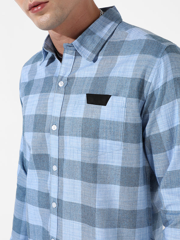 Cotton Blue Checks Shirt