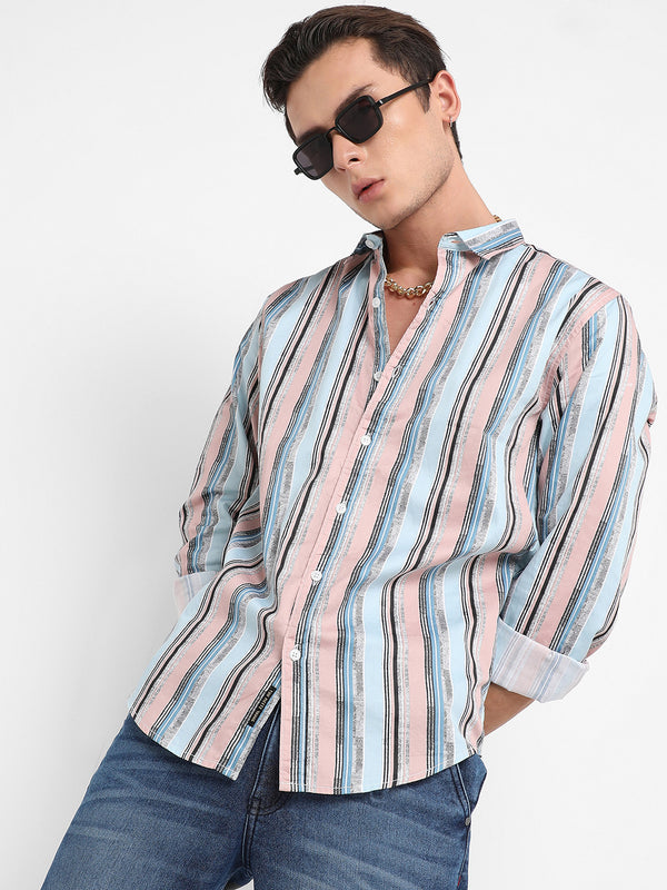 Textured Barcode Striped Shirt - SRM23_CSMSSRT5507_1_0b99bdb3-a109-4be4-9576-3dfa9e84b687