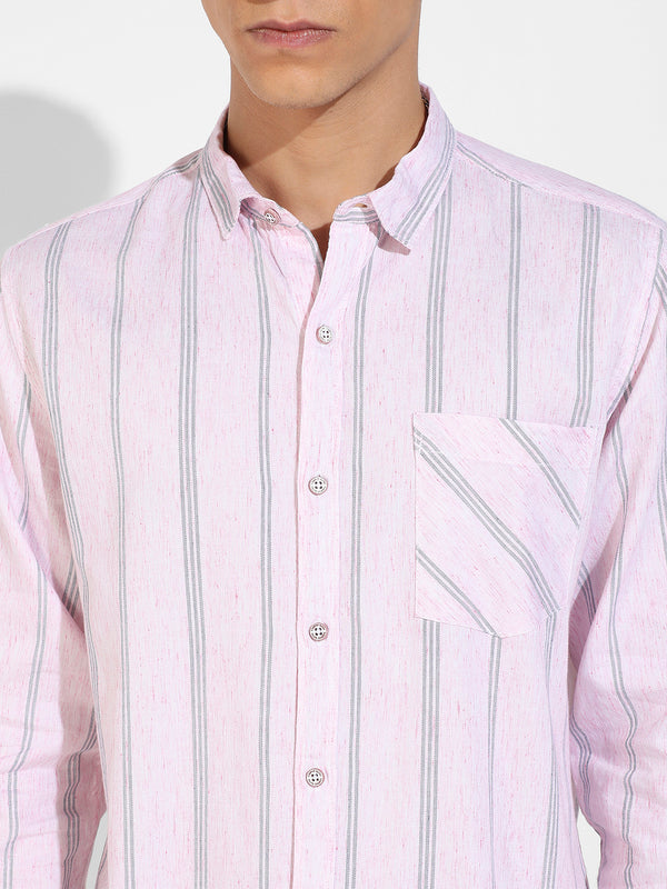 Pink Heathered Striped Shirt