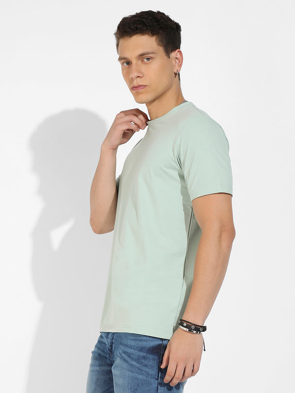 Sage Green Basic Regular Fit T-Shirt - SSUM23_CSMSSTS55687-LOVE_3