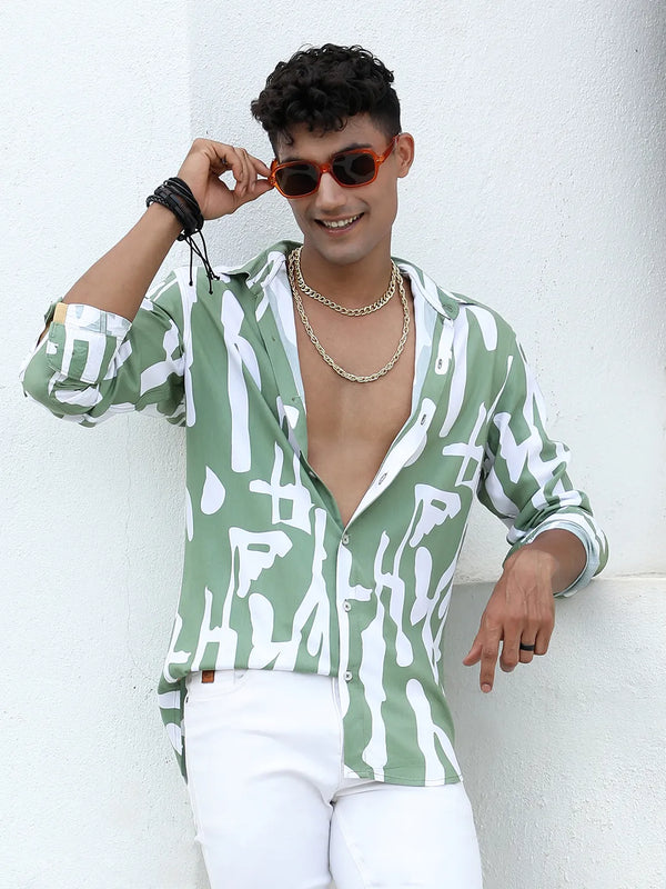 Abstract Print Shirt - Sage-Green-Abstract-Print-Shirt-2