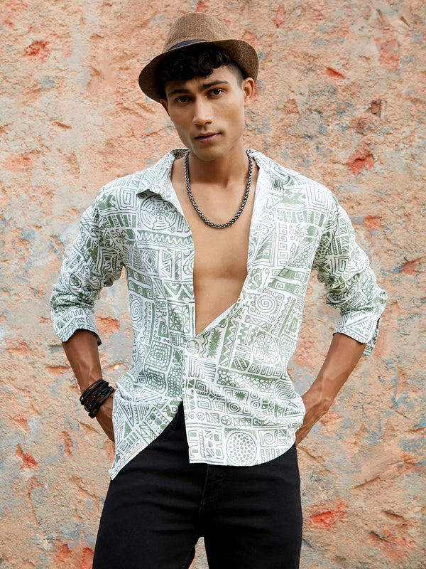 Contrast Aztec Shirt - Sage-Green-Contrast-Aztec-Shirt-2