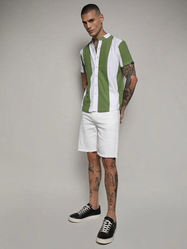 Striped Button Up Green And White Shirt - Striped-Button-Up-Green-and-White-Shirt-5