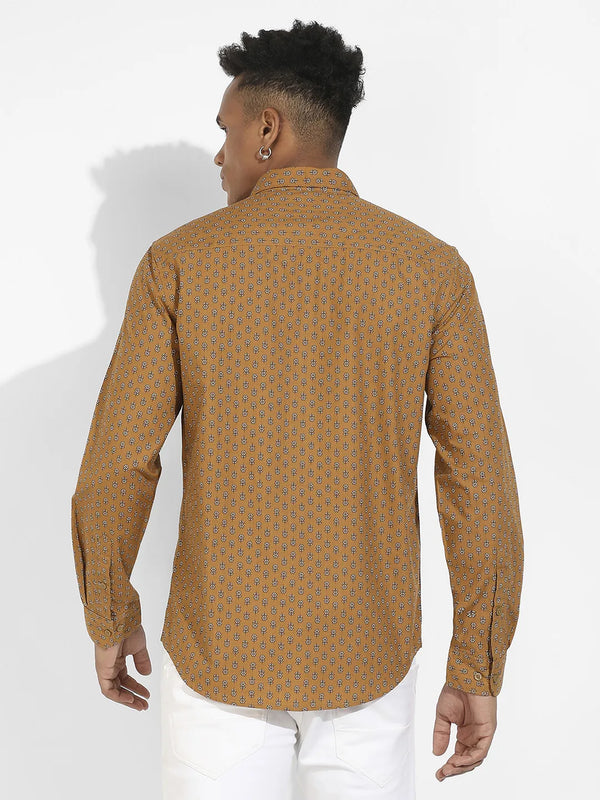 Micro Flower Shirt - Tan-Brown-Micro-Flower-Shirt-4