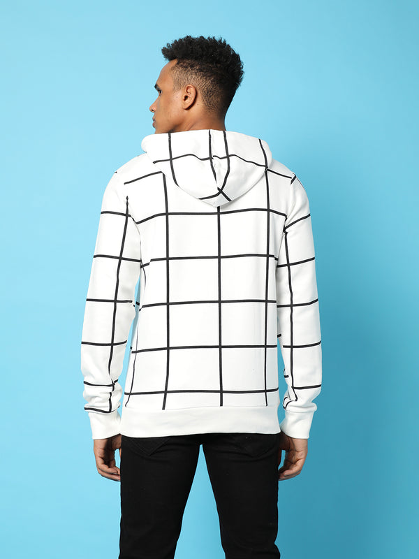 Contrast Graph Check Hoodie With Kangaroo Pocket - WIN22_H_M_CHK_WH_4