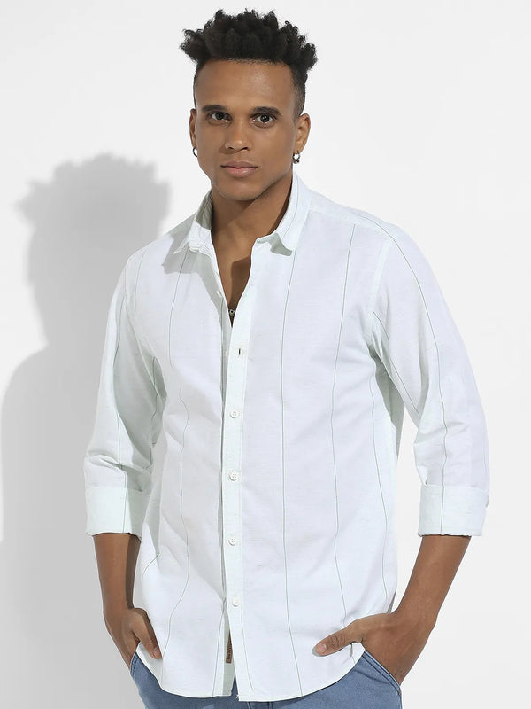 Heathered Pinstriped Shirt - White-Heathered-Pinstriped-Shirt-2