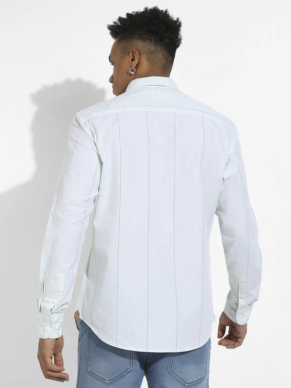 Heathered Pinstriped Shirt - White-Heathered-Pinstriped-Shirt-4