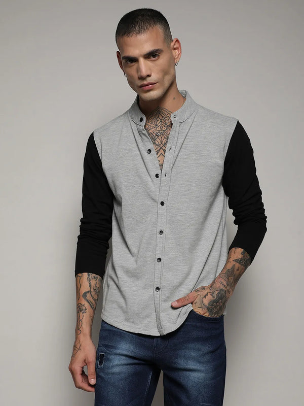 Contrast Sleeve Shirt - White-and-Grey-Contrast-Sleeve-Shirt-1