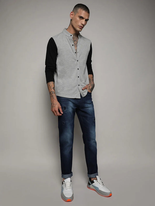 Contrast Sleeve Shirt - White-and-Grey-Contrast-Sleeve-Shirt-3