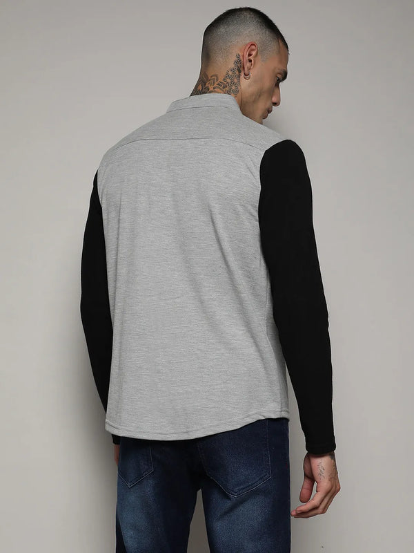 Contrast Sleeve Shirt - White-and-Grey-Contrast-Sleeve-Shirt-4