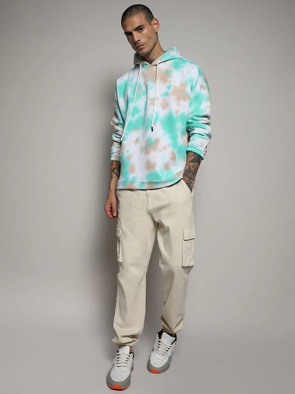 Tie-Dye Oversized Hoodie With Kangaroo Pocket - White-and-Mint-Green-Tie-Dye-Hoodie-With-Kangaroo-Pocket-5