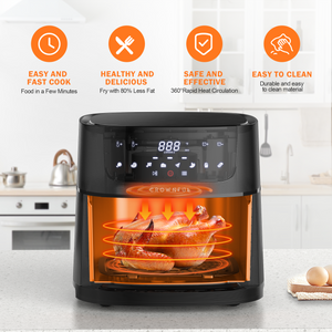 CROWNFUL Smart Air Fryer, 10.6 Quart Large WiFi Convection Toaster Oven  Combo with Rotisserie & Dehydrator, Works with Alexa & Google Assistant