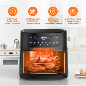 Crownful Smart Air Fryer Toaster Oven Combo, 10.6 Quart WiFi Convection Roaster with Rotisserie & Dehydrator, Accessories and Recipe Included, Works