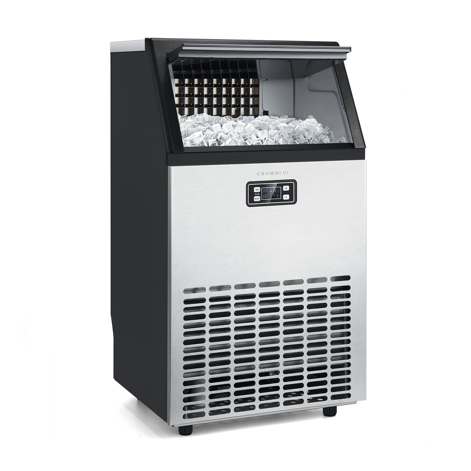 Crownful Ice Maker 100lbs Stainless Steel Ice Machine Crownful