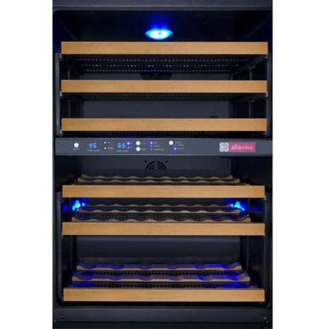 Allavino 47" Wide FlexCount II Tru-Vino 112 Bottle Four Zone Black Side-by-Side Wine Refrigerator (2X-VSWR56-2B20)