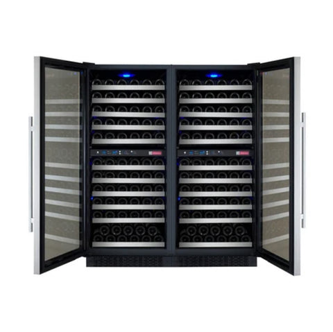 Allavino 47" Wide FlexCount II Tru-Vino 242 Bottle Four Zone Stainless Steel Side-by-Side Wine Refrigerator (2X-VSWR121-2S20)