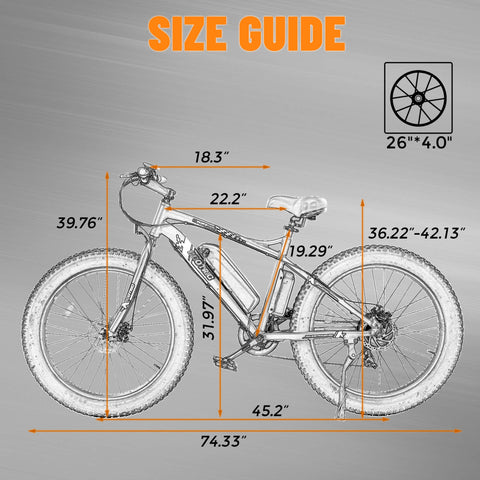 Ecotric Fat Tire Beach Snow Electric Bike-Orange