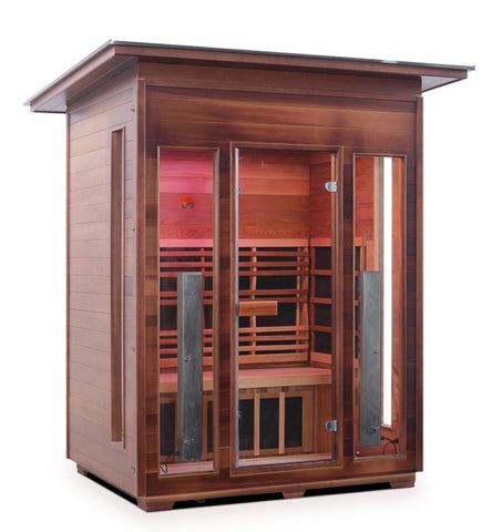 Enlighten Sauna Rustic 3 Person Outdoor/Indoor Full Spectrum Infrared Sauna