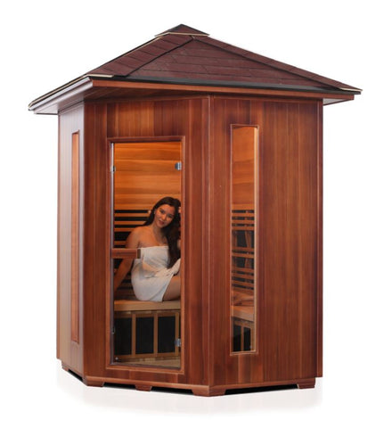 Enlighten Sauna Rustic 4C Person Outdoor/Indoor Full Spectrum Infrared Sauna