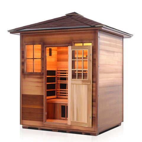 Enlighten Sauna Sierra 4 Person Infrared Sauna with Peak style Roof
