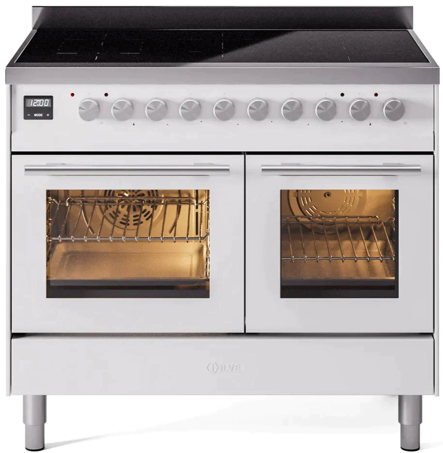 ILVE 40" Professional Plus II Series Freestanding Electric Double Oven Range with 5 Elements, Triple Glass Cool Door, Convection Oven, TFT Oven Control Display and Child Lock - UPDI406WMP
