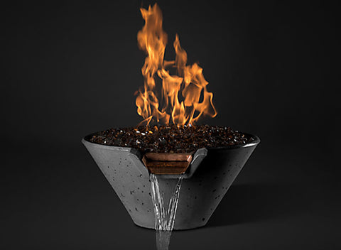 Slick Rock Concrete 22” Cascade Conical Fire On Water + Copper Spillway with Electronic Ignition