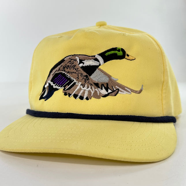 Mallard Duck Hunting on a feathered print 5 panel SnapBack Hat Cap