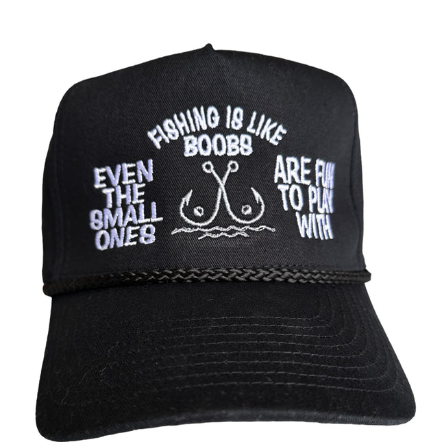 Fishing Is Like Boob Navy Blue Crown Strapback Funny Fishing Hat Custo –  Old School Hats