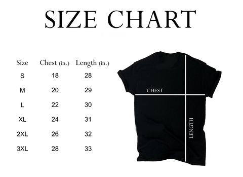 T-shirt size chart & Washing Instructions – Old School Hats