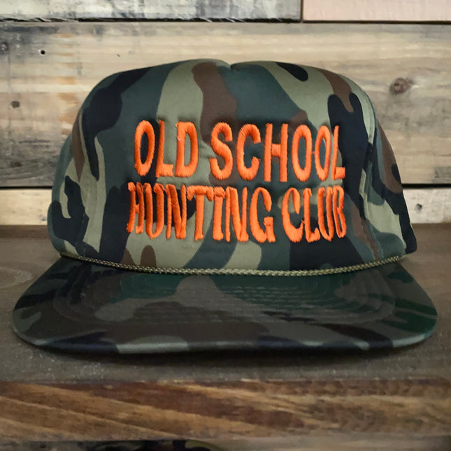 Old School Deer Scenery Vintage White Crown Green Brim SnapBack Hat Ca –  Old School Hats