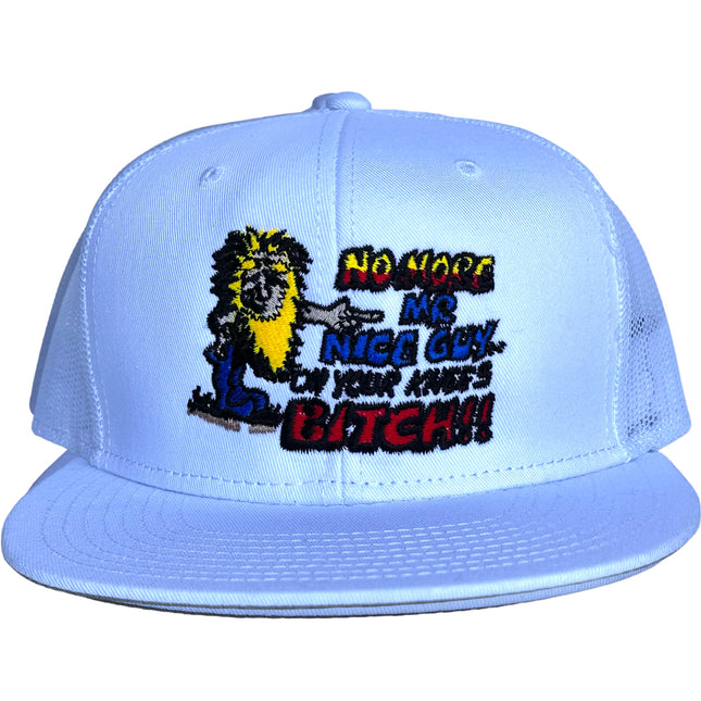 NO MORE MR NICE GUY ON YOUR KNEES Blue SnapBack Funny Cap Hat