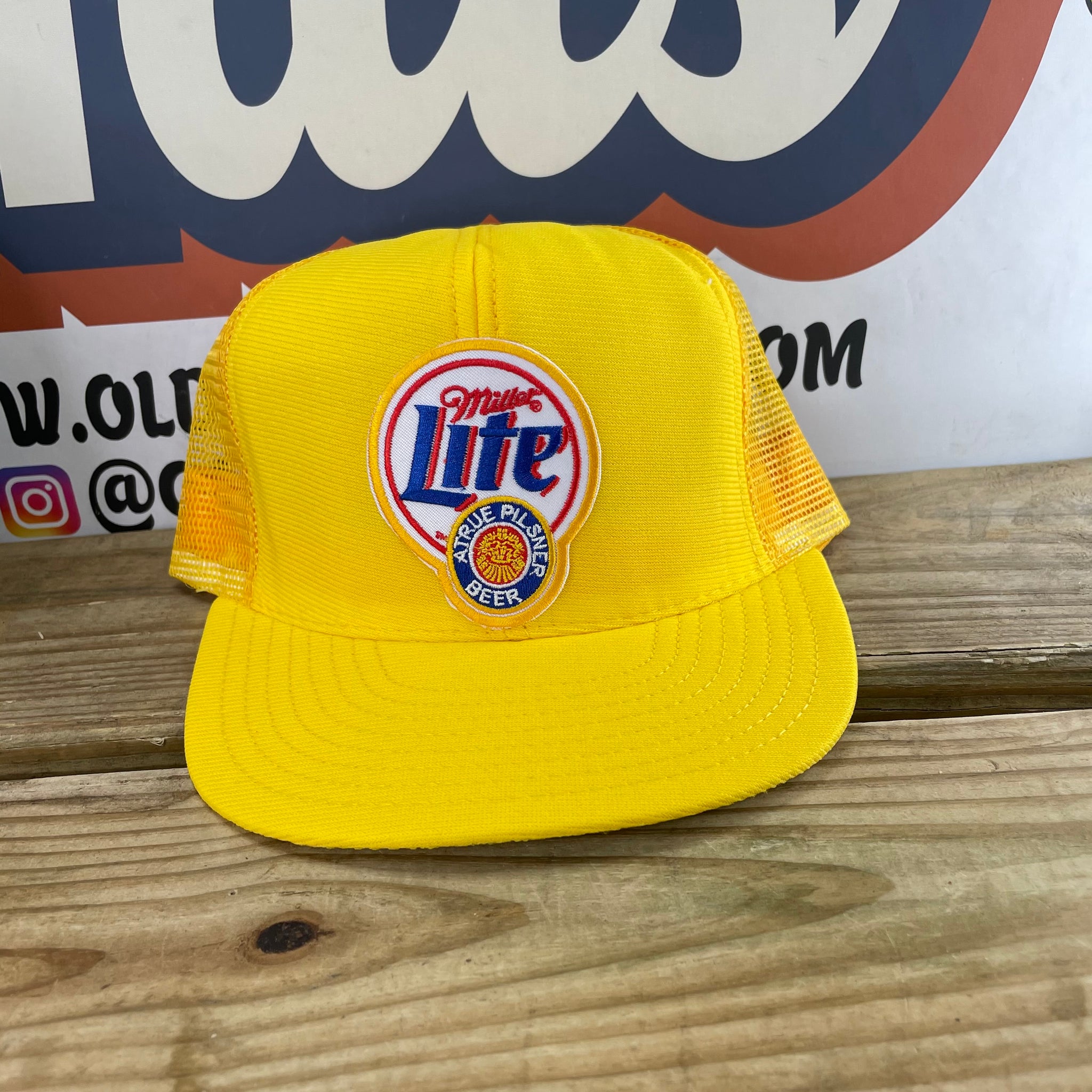 Custom Miller Lite Yellow Mesh Trucker Snapback Hat – Old School Hats