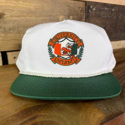 Custom Miami Hurricanes Vintage White Crown Green Brim Golf