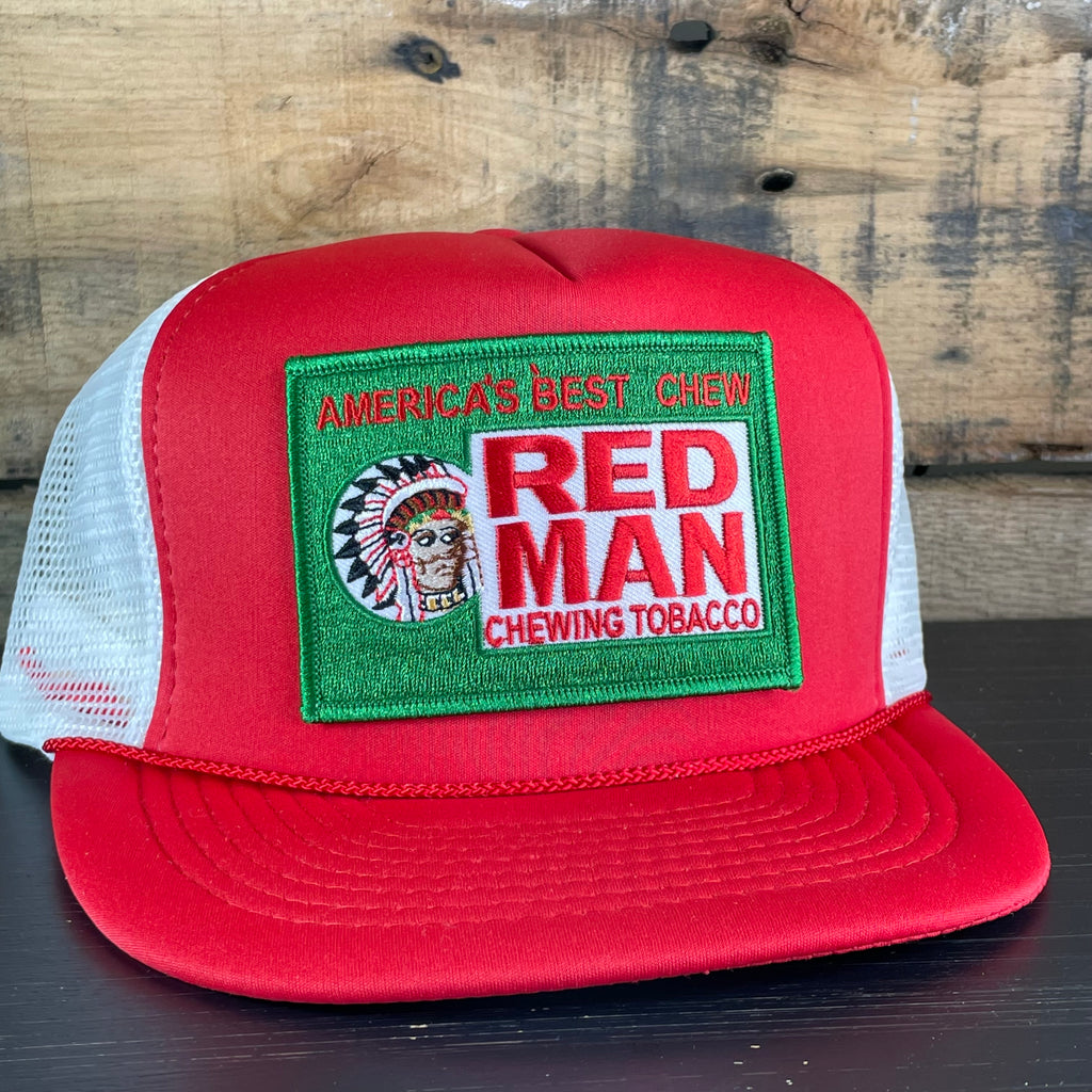 Custom Red Man Chewy Tobacco Vintage Mesh Trucker Snapback Hat Cap Old School Hats