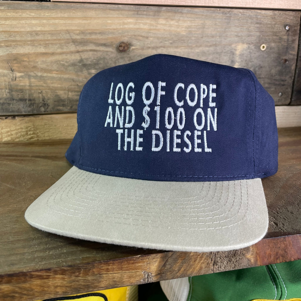Log of Cope and $100 on The Diesel Vintage Strapback Cap Hat Funny Custom Embroidered