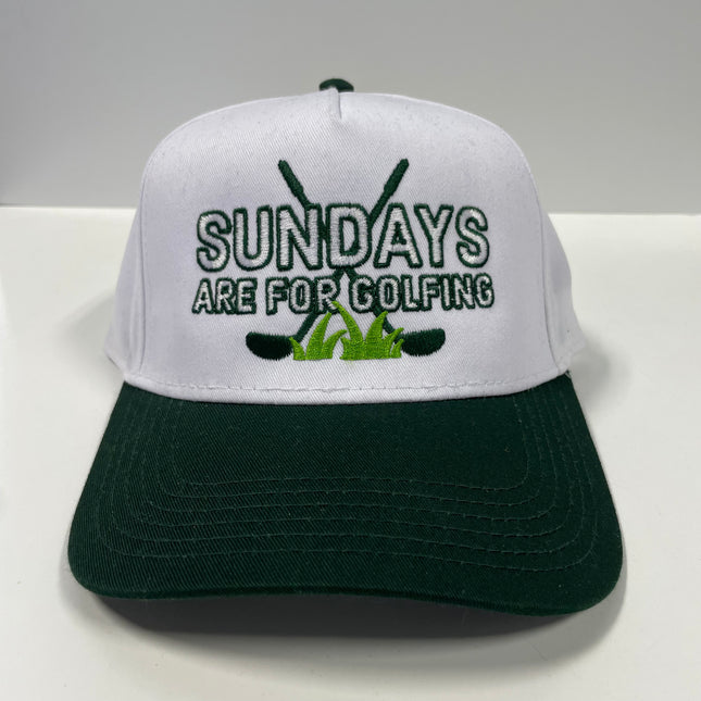 I'd rather be golfing in dark Green on a Tan SnapBack Hat Cap with