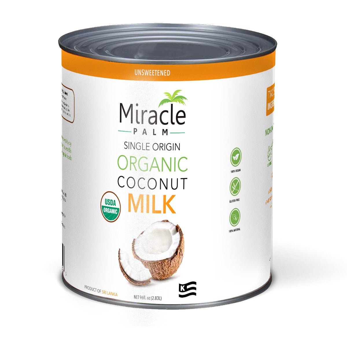 Organic Coconut Milk 18% Fat - Unsweetened  96 Oz Can Coconut