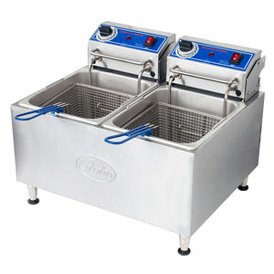 32 lb. Dual Tank Electric Countertop Fryer - JRJ Food Equipment