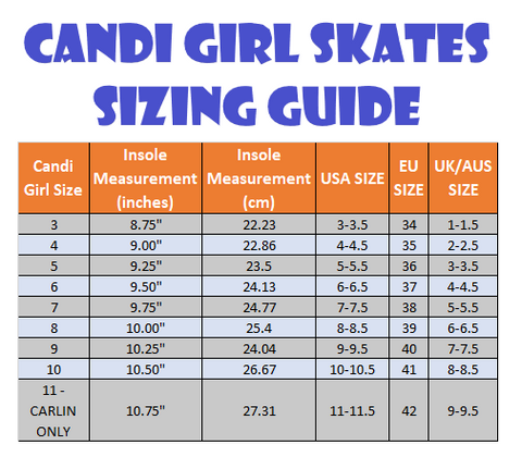 Roller Skate Size Chart