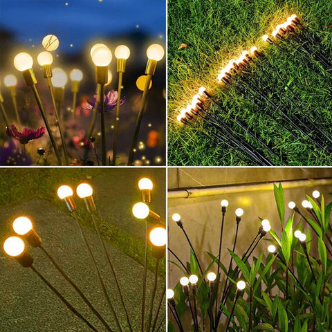 Luzes led vaga-lume brilhando em jardins