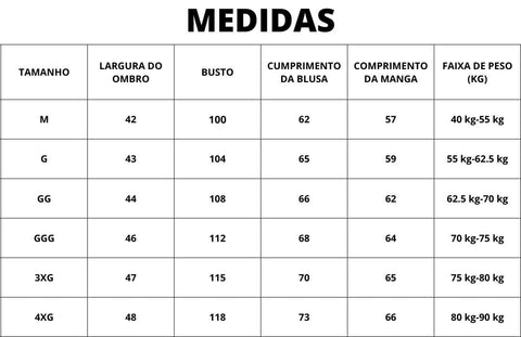 Medidas da Jaqueta Corta Vento Proteção Solar UPF50 Com Capuz Removível