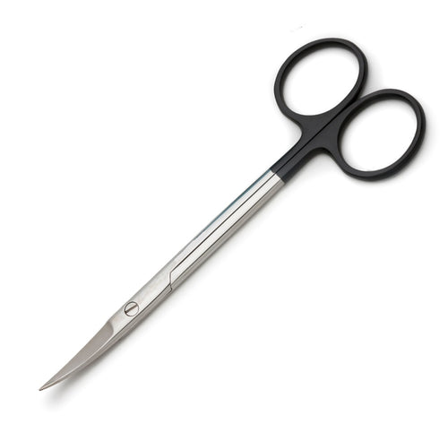 Iris scissors, 3 1/2'', curved Superior-Cut blades, micro serrated lower  blade, sharp tips, frosted ring handle