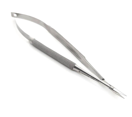 Spring Stitch Micro Scissors 3.5 Curved, Fenestrated Flat Handle